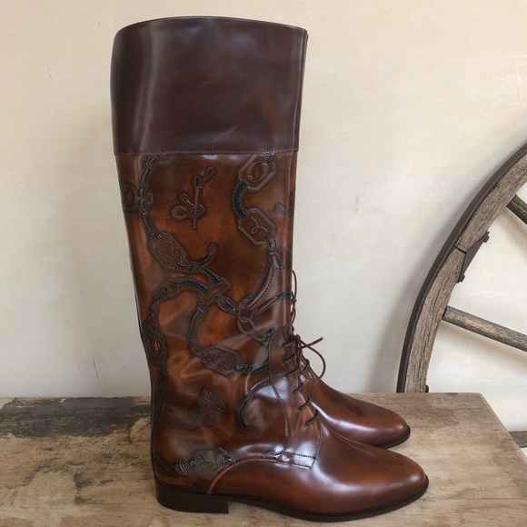 🏇EQUESTRIAN🏇RIDING BOOT Hand-Tooled Leather NEW!
